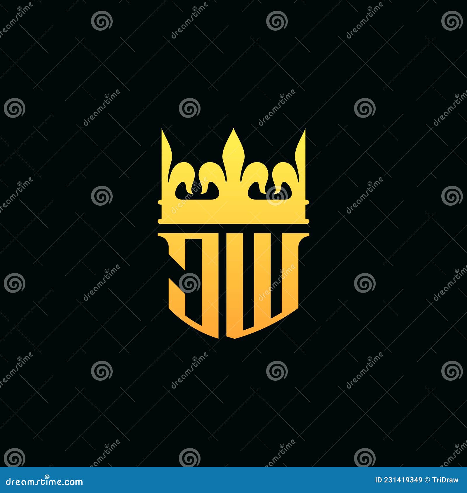 Initial Letters JW Logo Monogram Emblem Style with Crown Stock Vector ...
