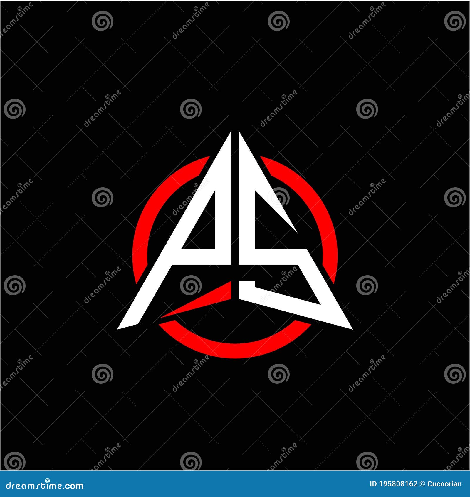 Initial Logo Arrow P S White Color with Red Ring Isolated on Black