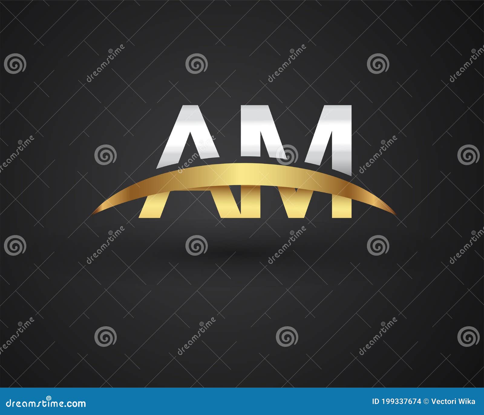 Initial Letter AM Logotype Company Name Colored Gold And Silver Swoosh  Design. Isolated On Black Background. Royalty Free SVG, Cliparts, Vectors,  and Stock Illustration. Image 163073493.