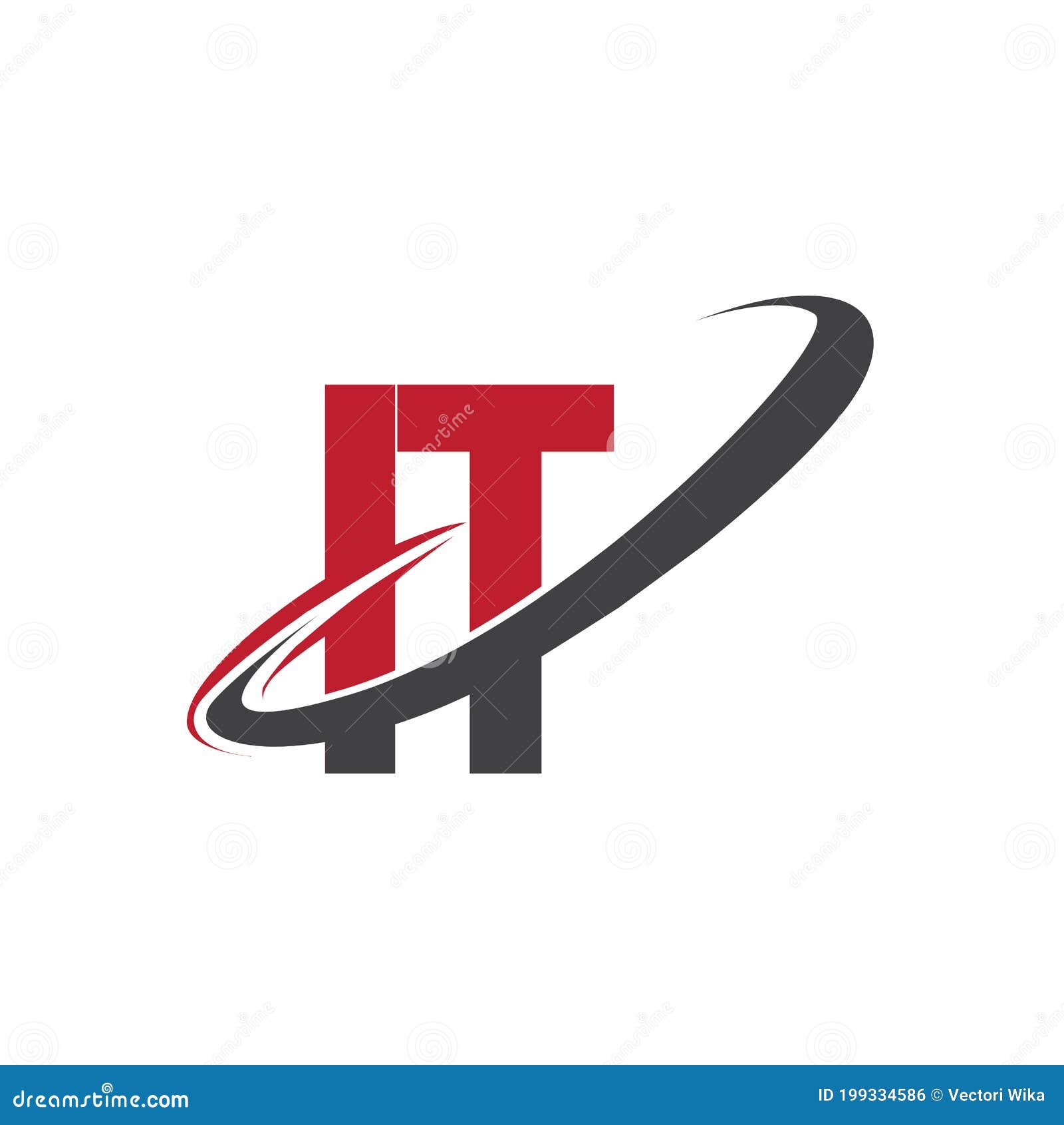 It Initial Logo Company Name Colored Red And Black Swoosh Design Isolated On White Background Vector Logo For Business And Stock Vector Illustration Of Association Line