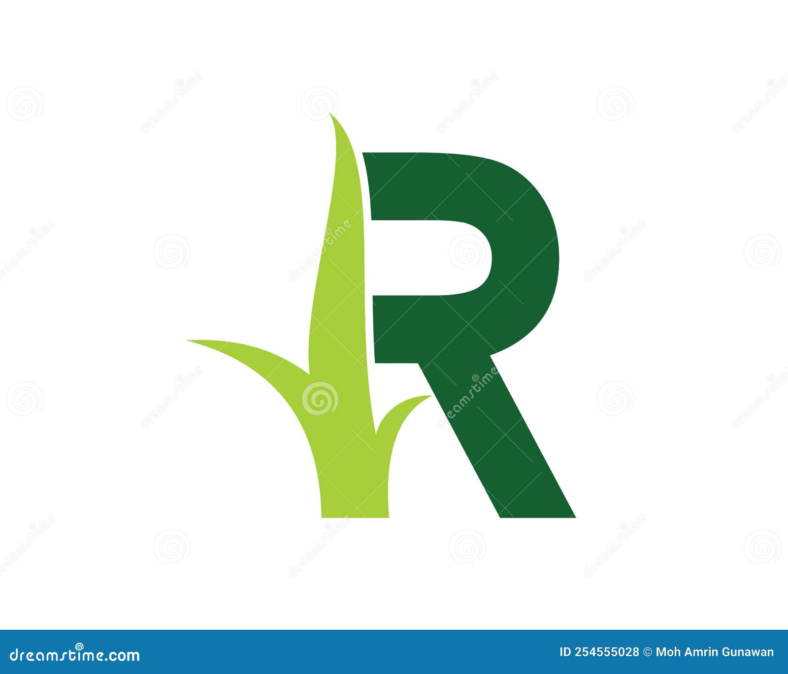 Letter R with Grass Logo Design Vector Stock Vector - Illustration of ...