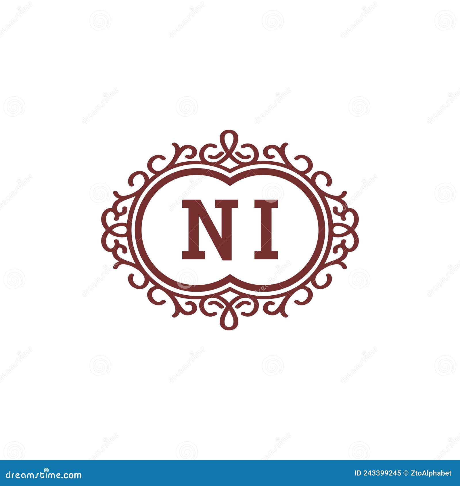 initial logo letter ni elegant typeface 