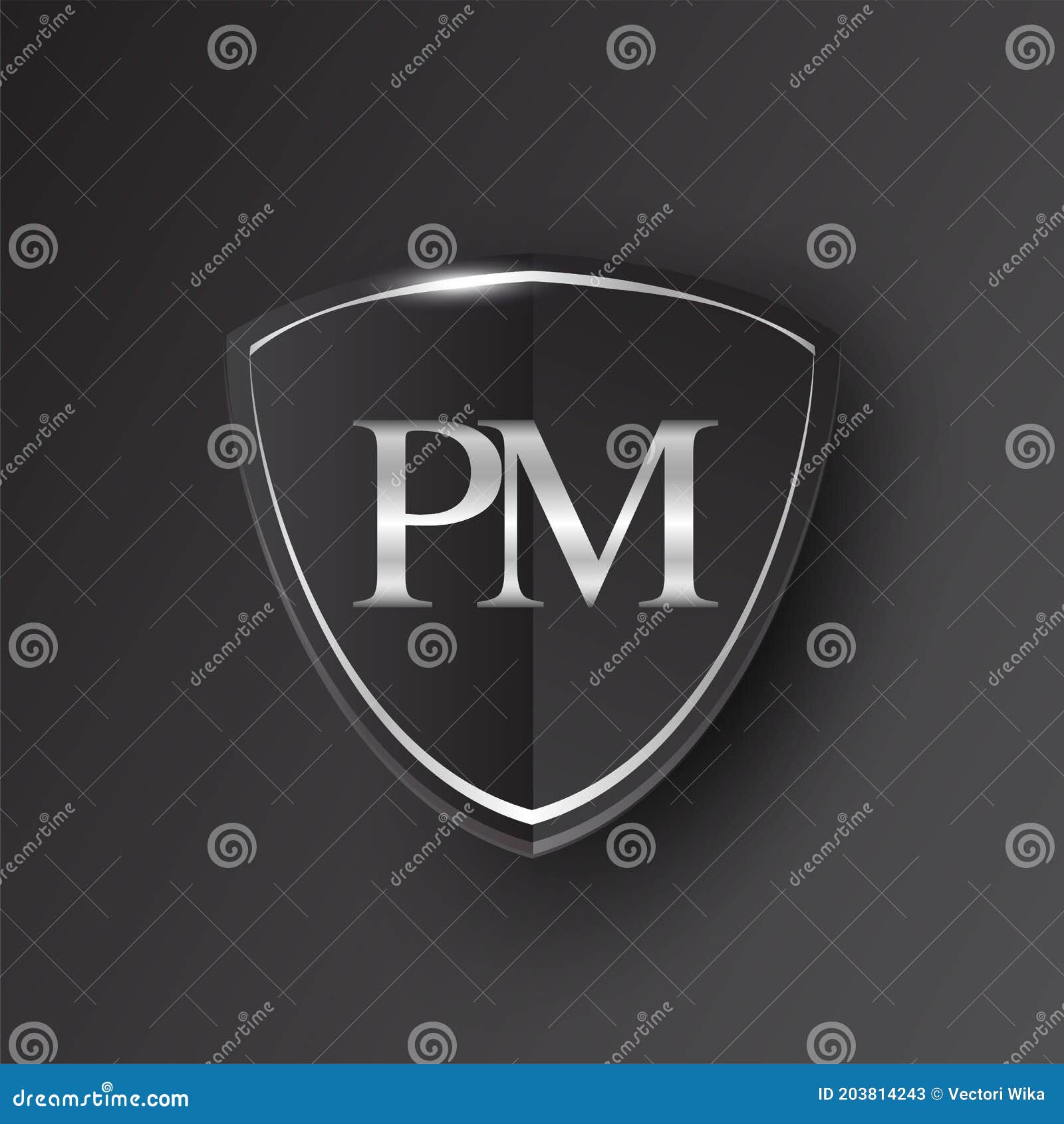 Initials letter pm creative shield design logo Vector Image