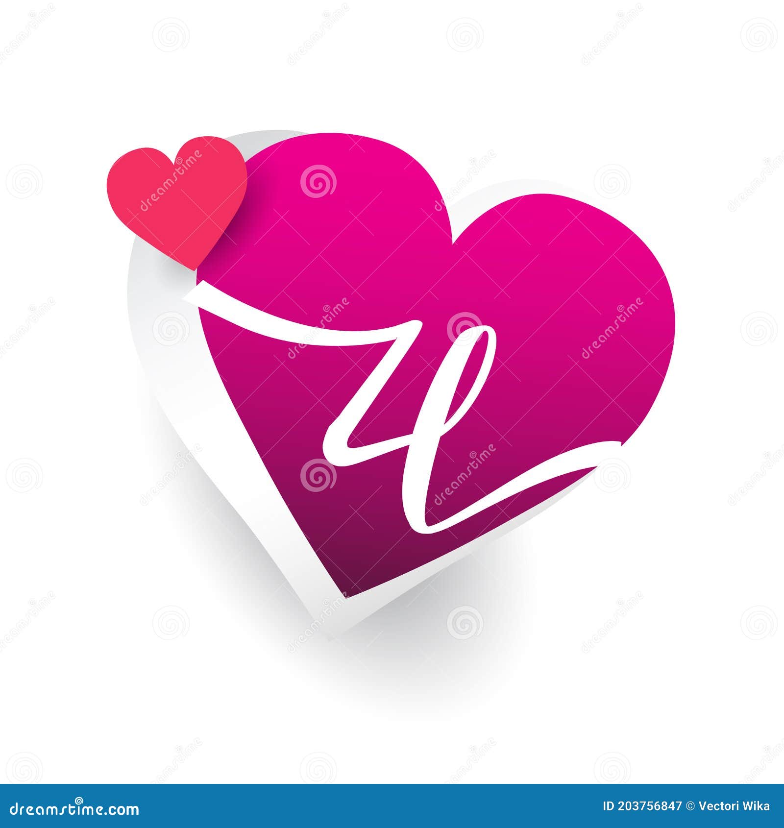 Initial Logo Letter ZL with Heart Shape Red Colored, Logo Design