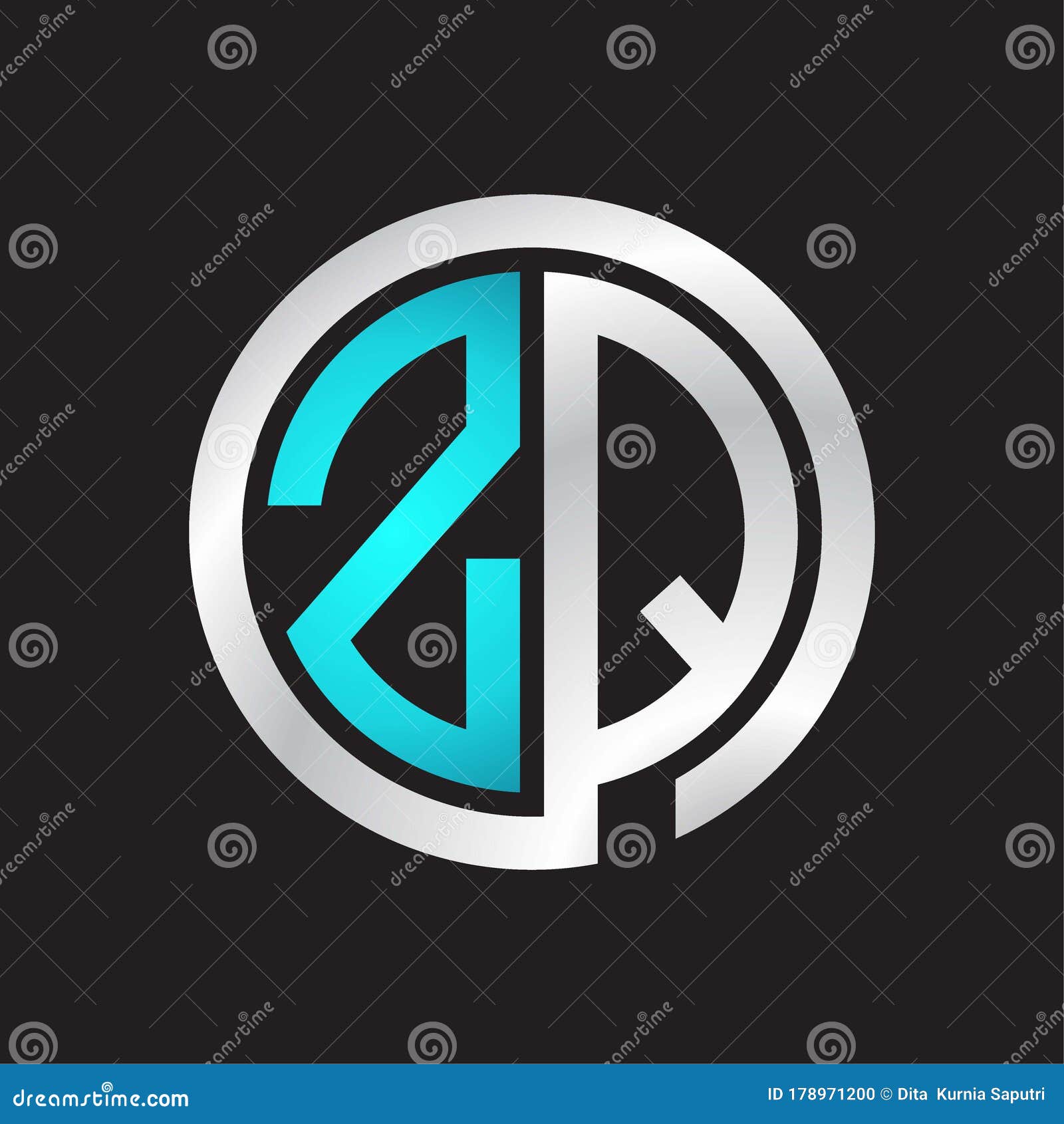 Zq Initial Logo Linked Circle Monogram Stock Vector Illustration Of