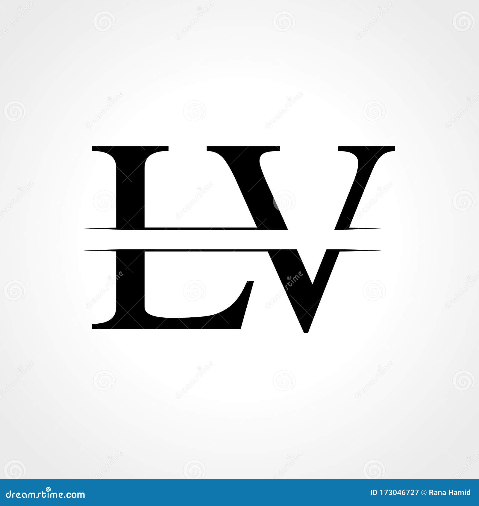 Luxury initial letters lv logo design Royalty Free Vector