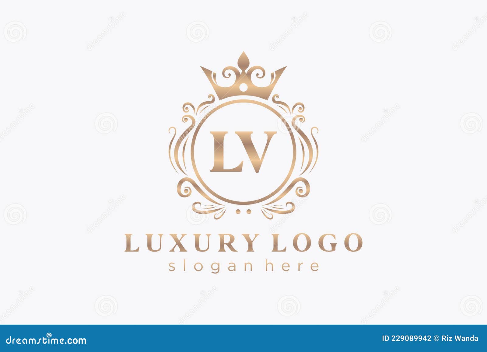 Initial LV Letter Royal Luxury Logo Template in Vector Art for