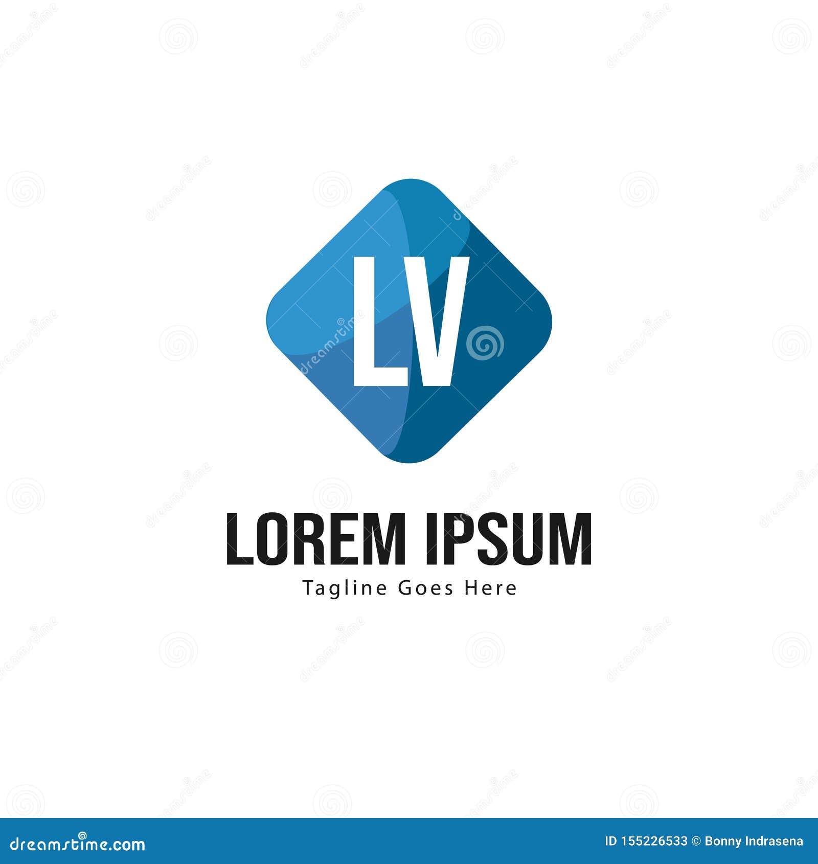 Initial LV logo template with modern frame. Minimalist LV letter