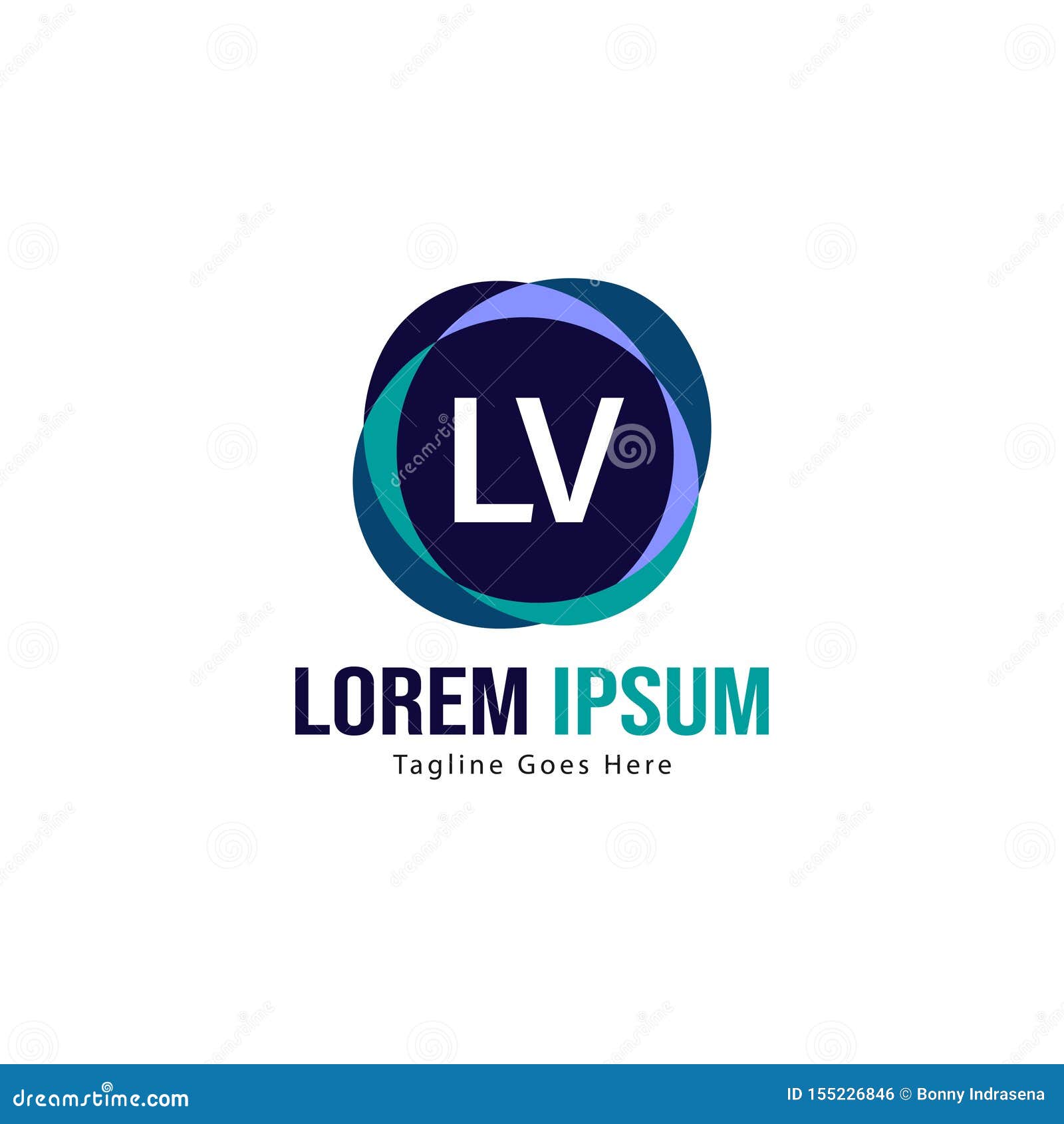 Initial LV Logo Template With Modern Frame. Minimalist LV Letter