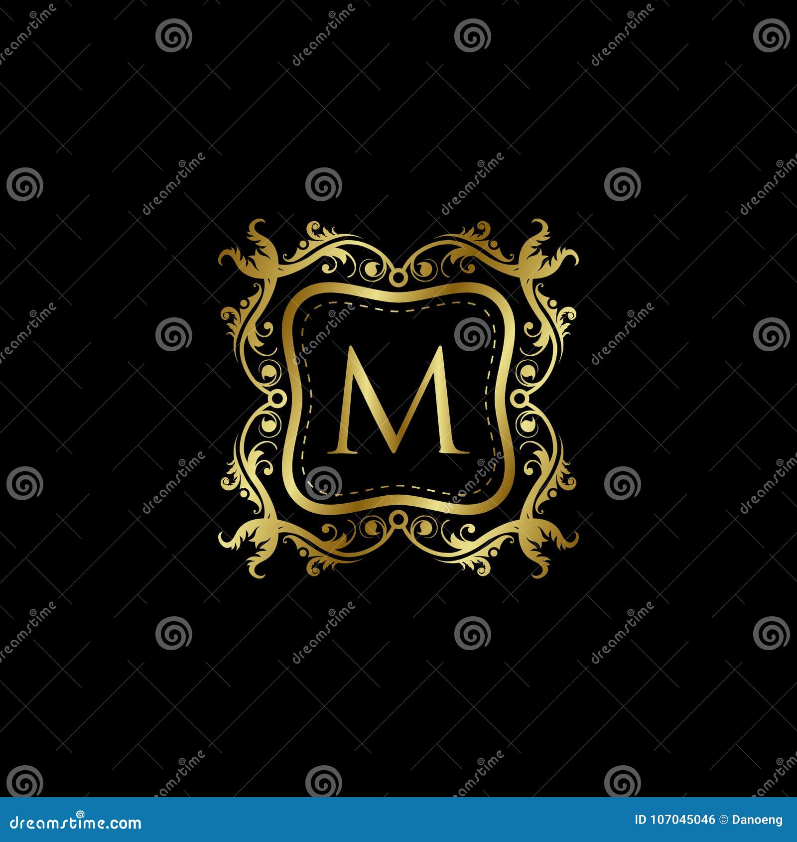 initial m luxury boutique gold logo.