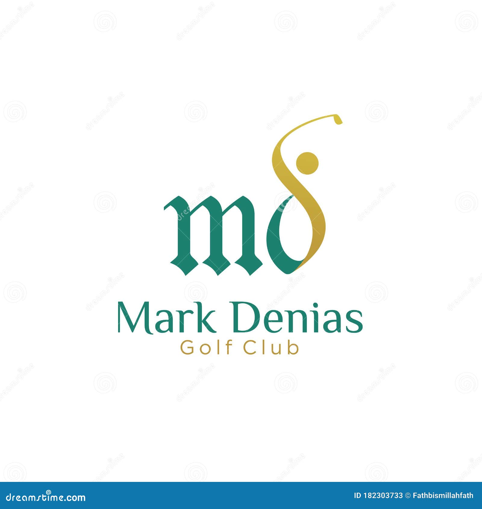 Initial MD Golf with Golfer Icon Logo Design, Letter MD Concept Stock