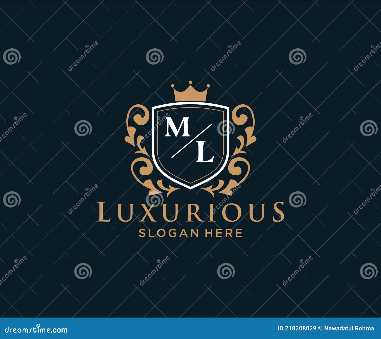 Luxury royal wing letter lv crest gold color logo Vector Image