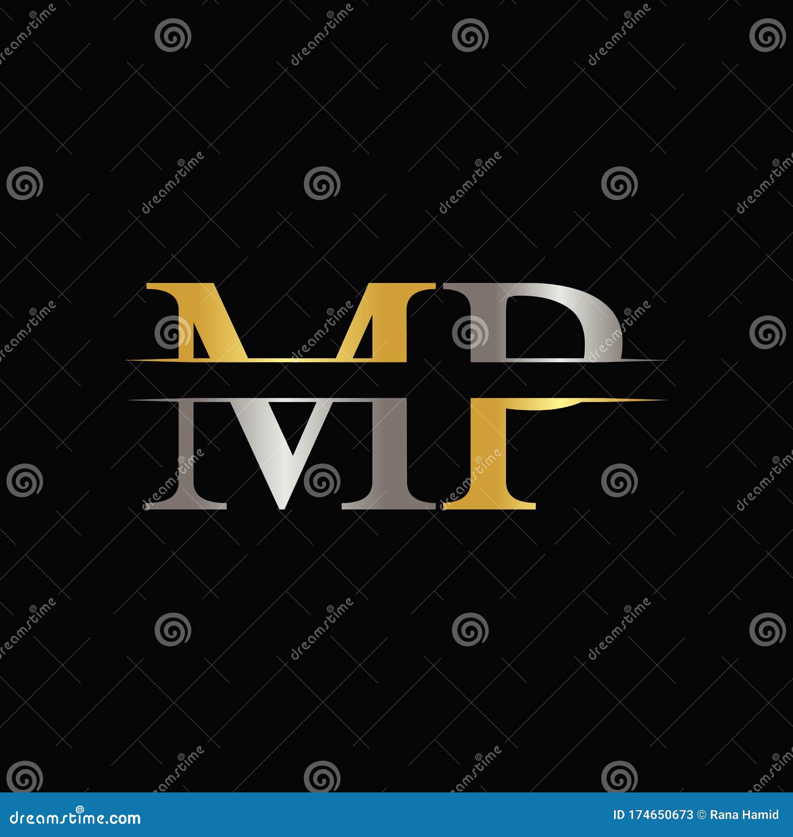 Initial Letter Mp Logo or Pm Logo Vector Design Template Stock
