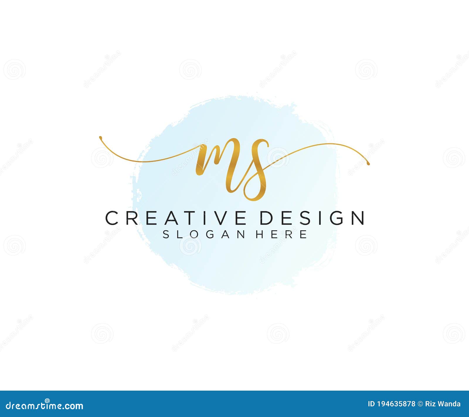 Initial Ms Handwriting Logo With Watercolor Template Vector Stock Vector Illustration Of Element Initial