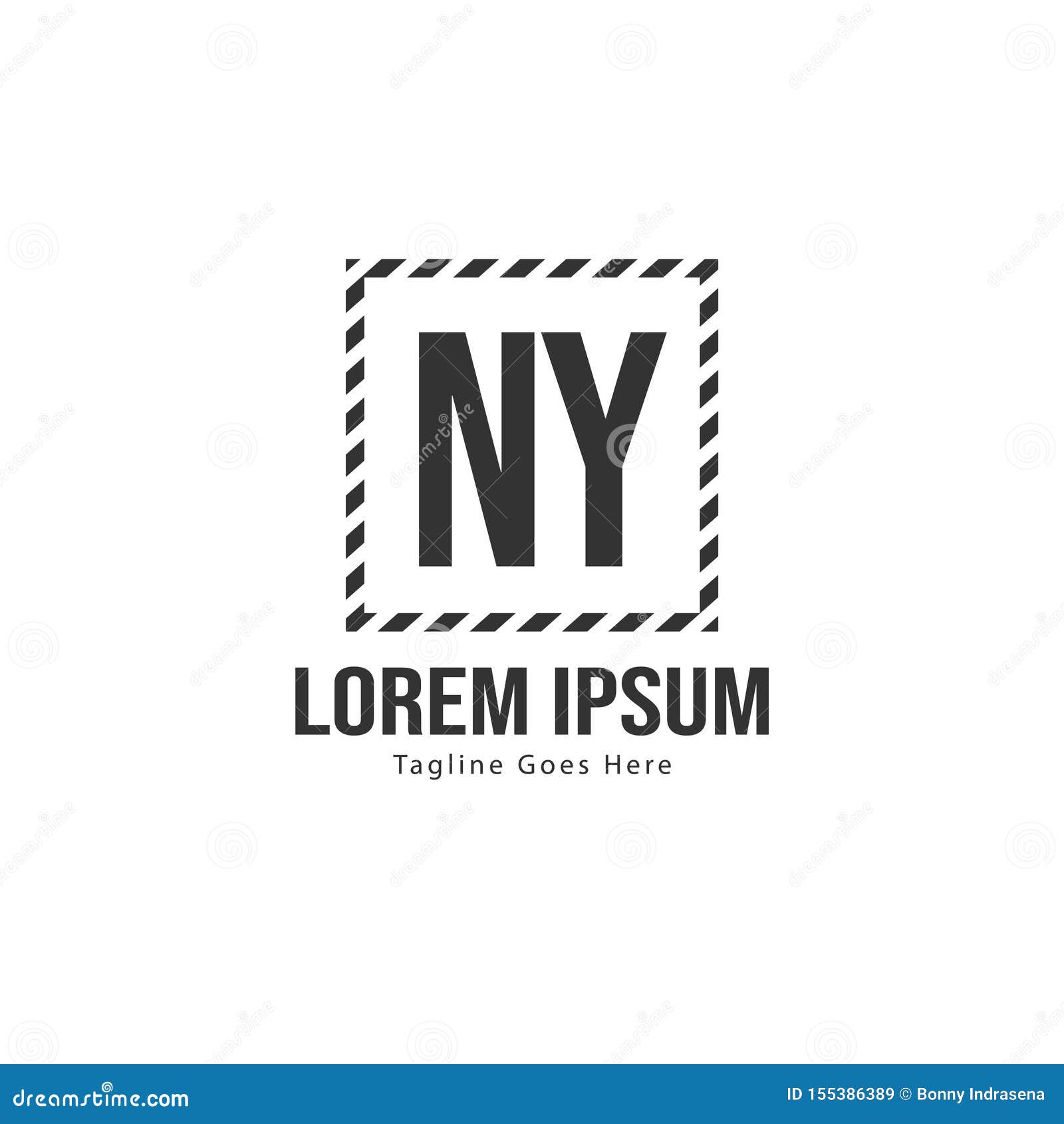 Initial NY Logo Template with Modern Frame. Minimalist NY Letter Logo