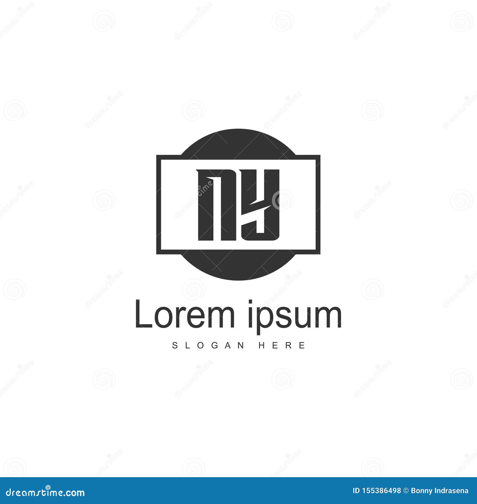 Initial NY Logo Template with Modern Frame. Minimalist NY Letter Logo