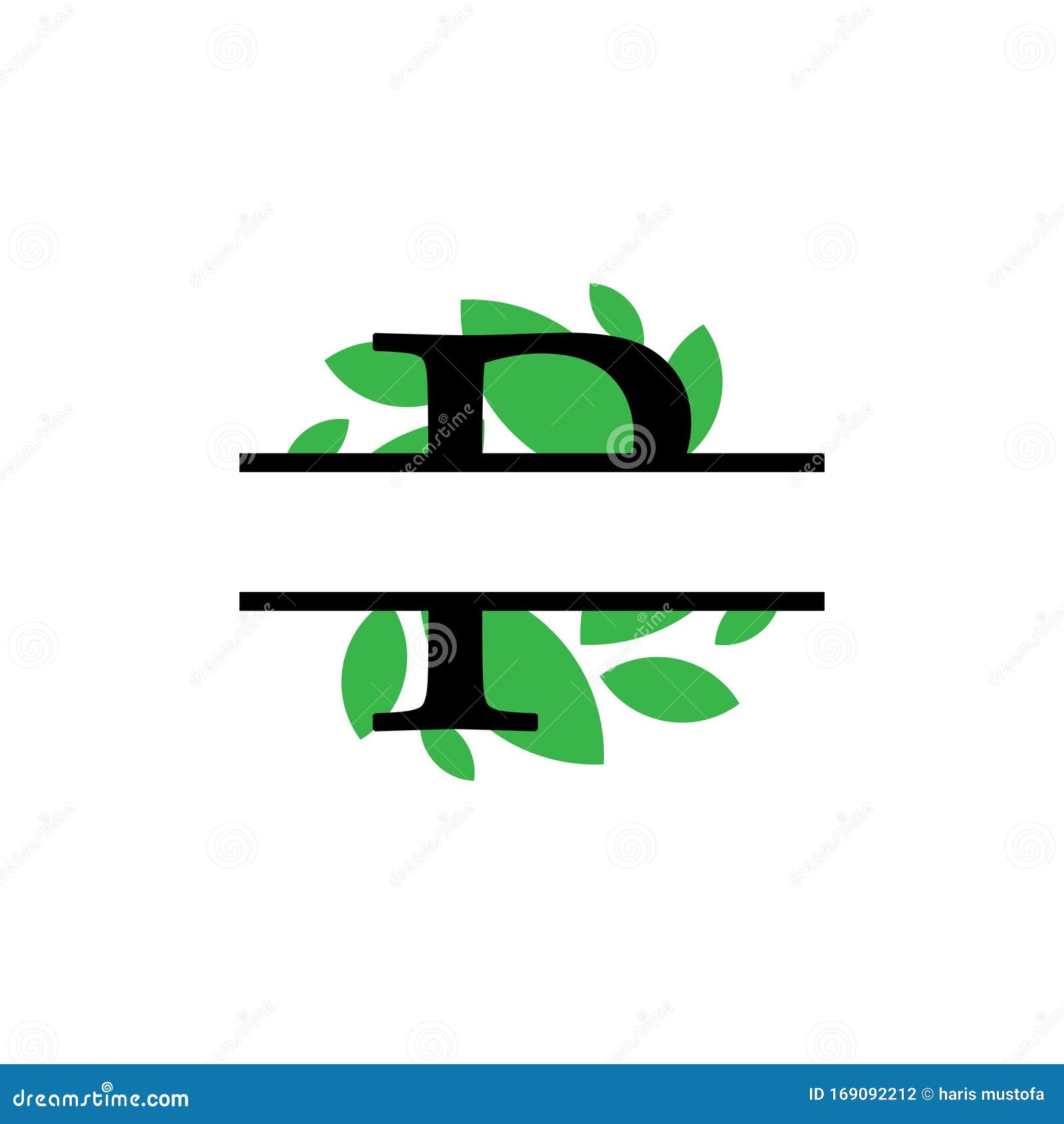 Download Initial P Green Leaf Monogram Split Letter Initial Vector Isolated Stock Vector - Illustration ...