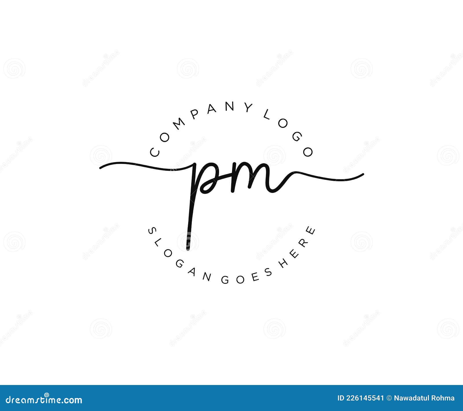 Initial PM Feminine Logo Beauty Monogram and Elegant Logo Design