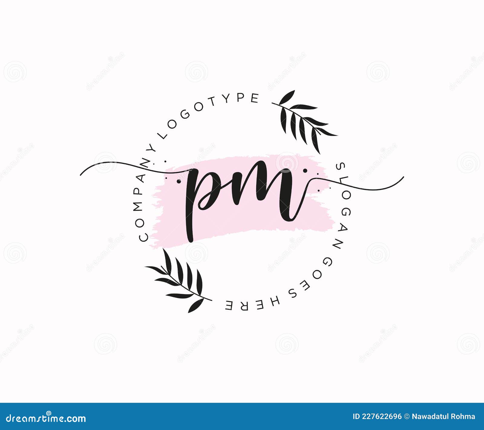 Initial pm beauty monogram and elegant logo design