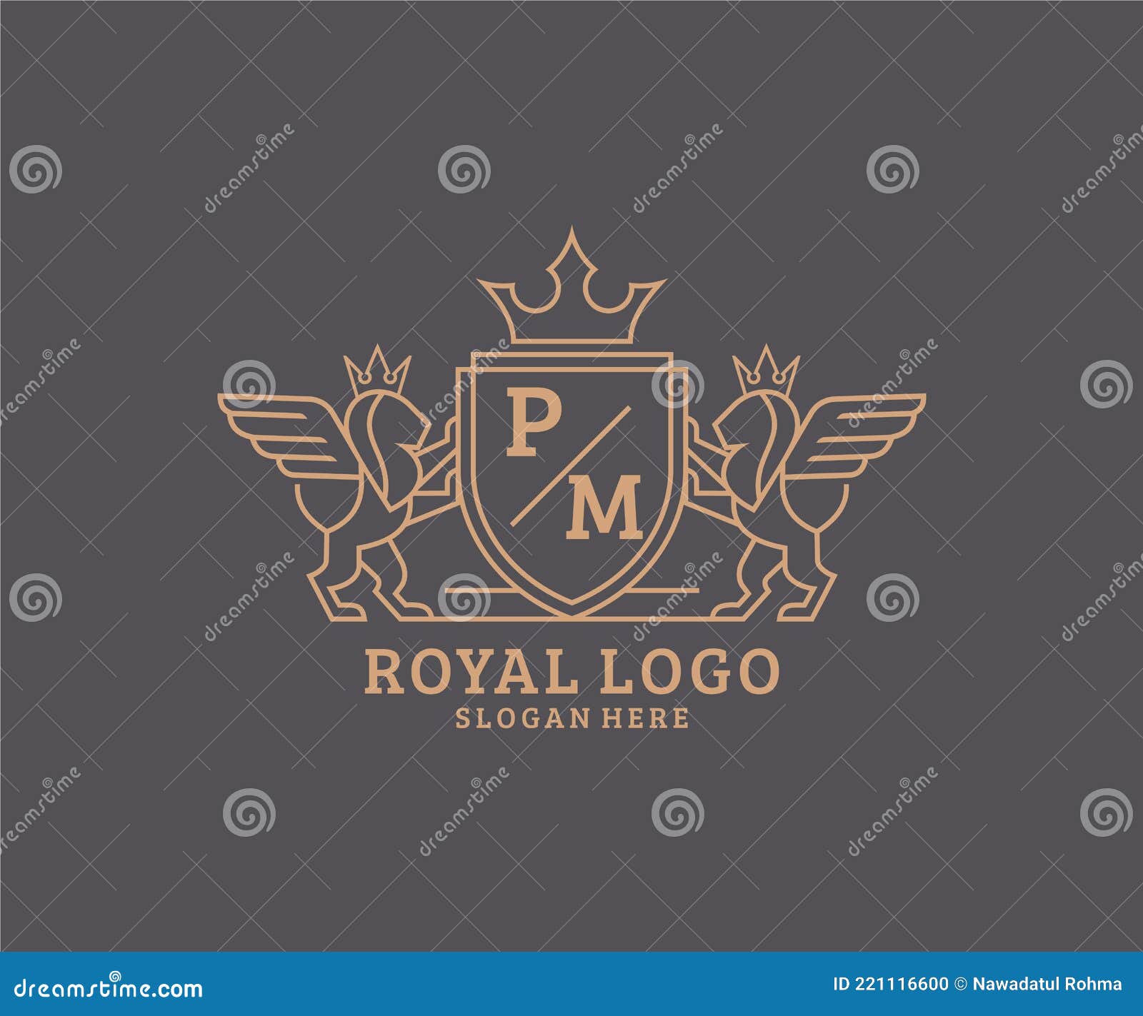 Pm letter initial with royal wing logo template Vector Image