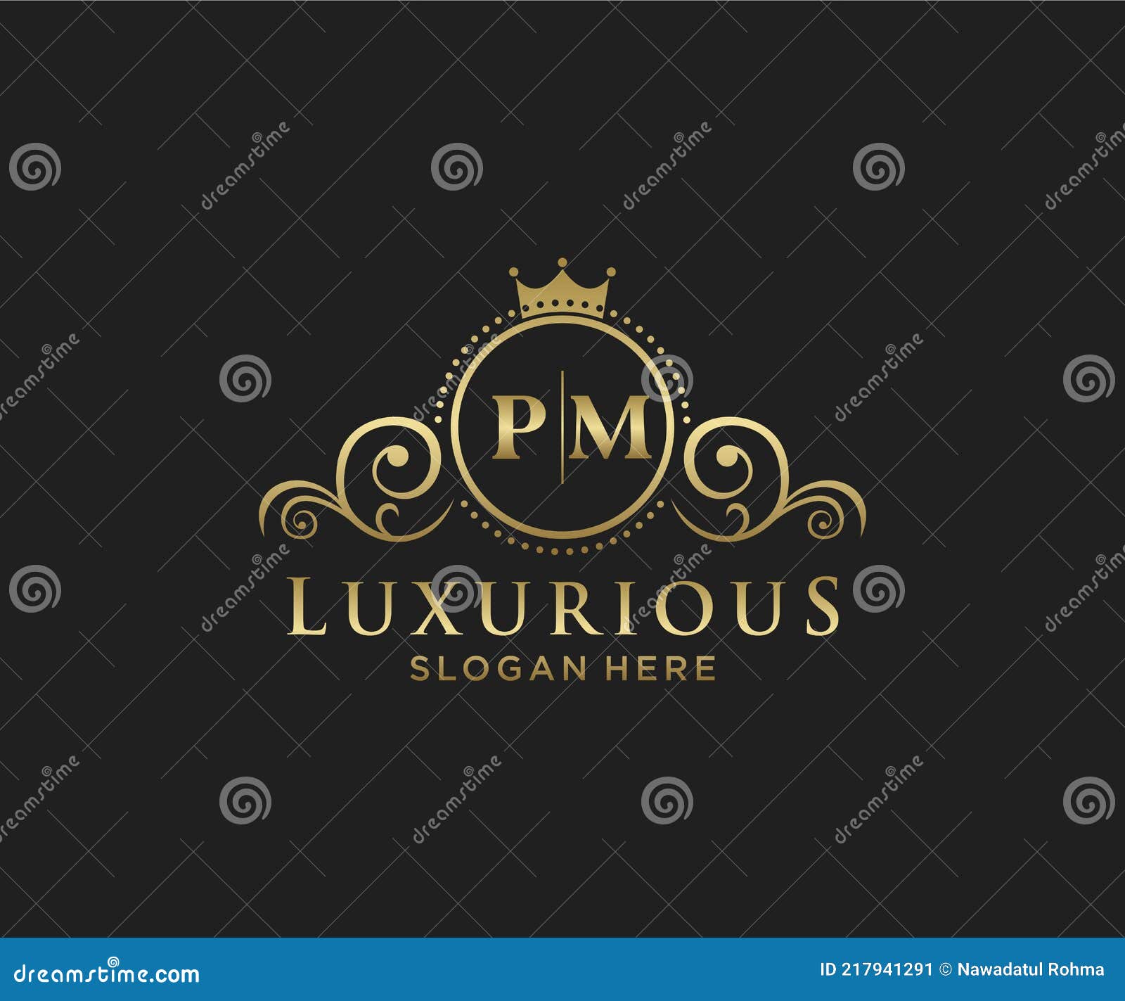 Pm letter initial with lion royal logo template Vector Image