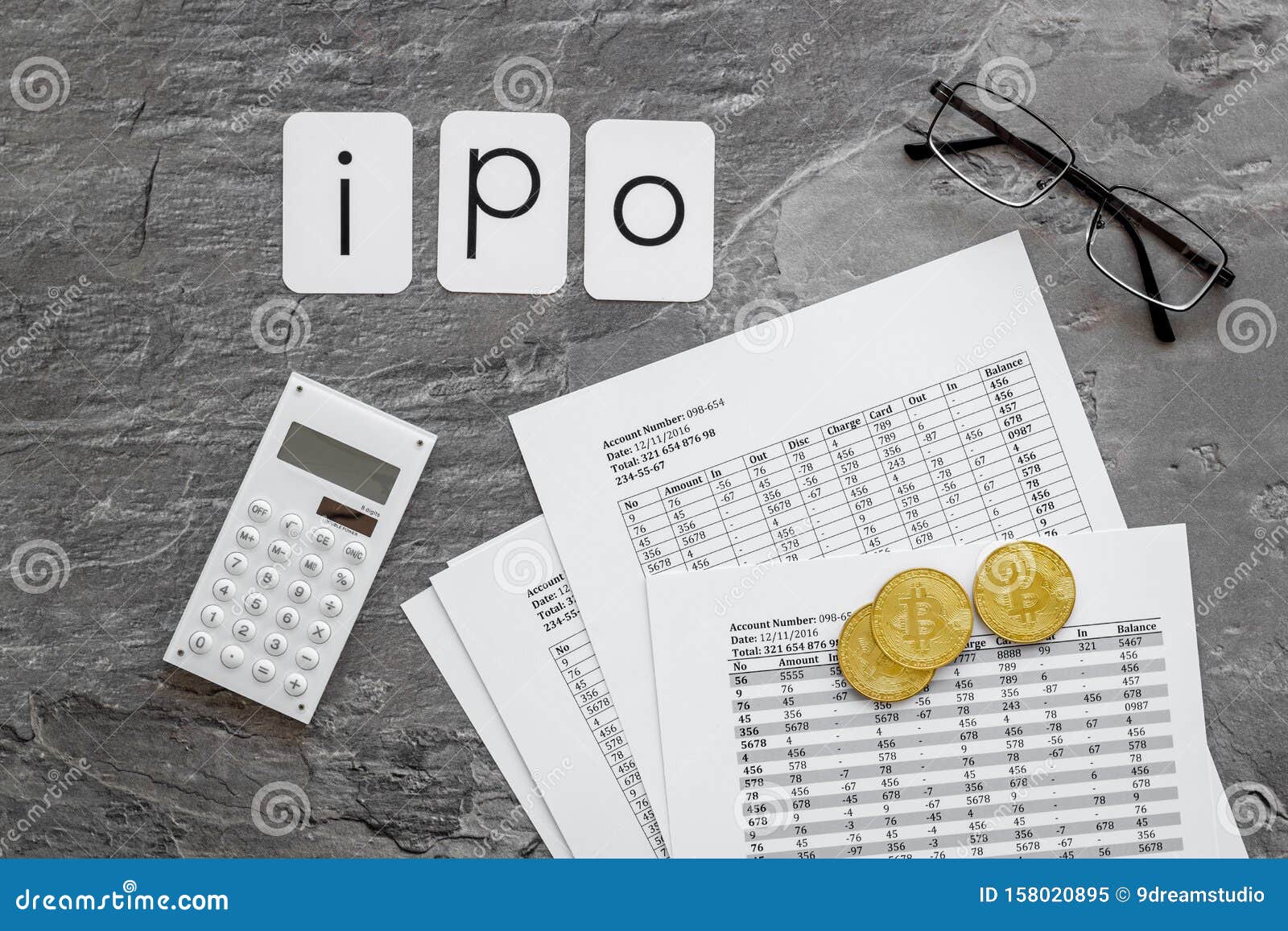 IPO With Coins And Calculation Table On Office Desk Gray ...