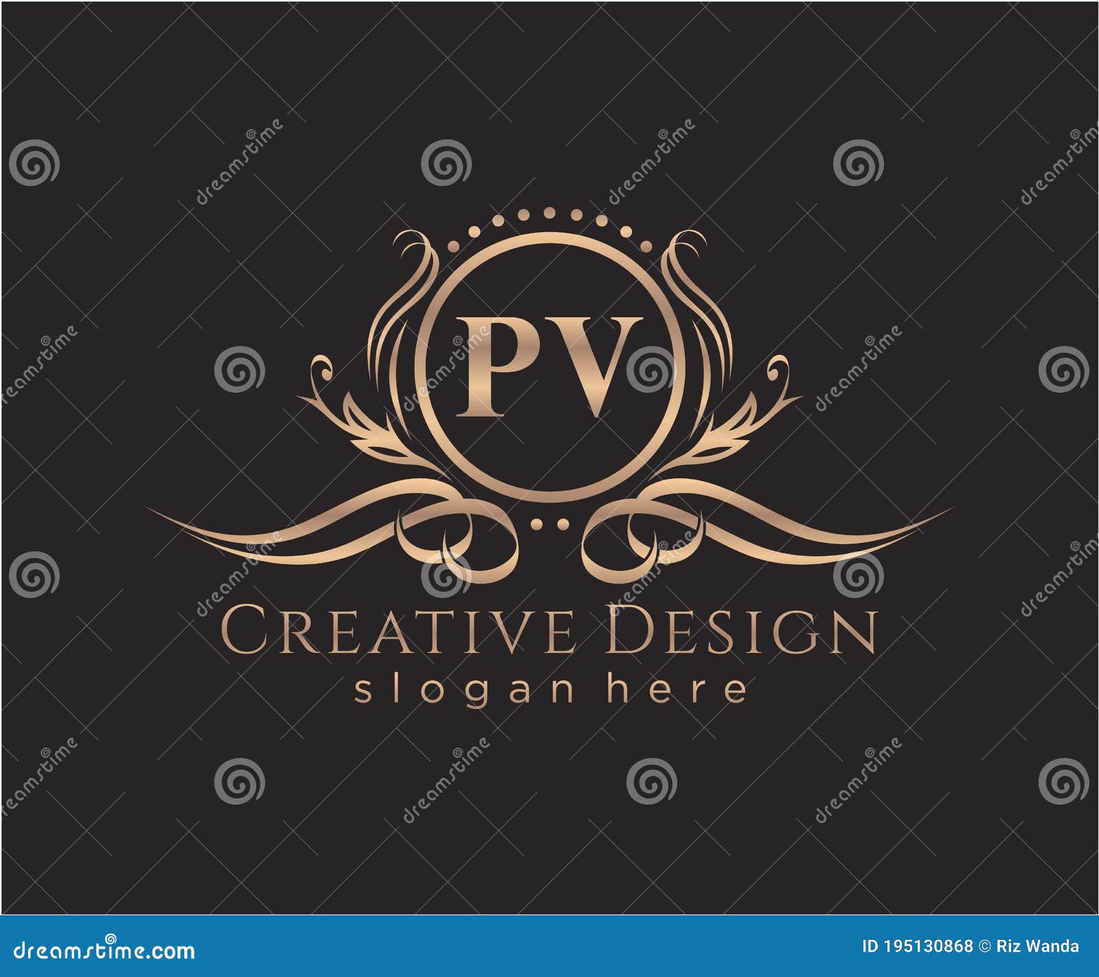 Initial PV Beauty Monogram and Elegant Logo Design Stock Vector