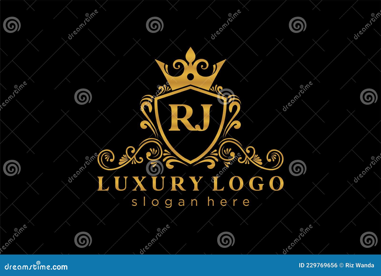 Luxury royal wing letter lv crest gold color logo Vector Image