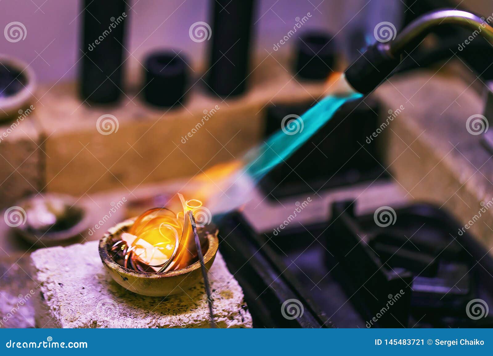 Initial Stage of Melting Precious Metals in a Jewelry Stock