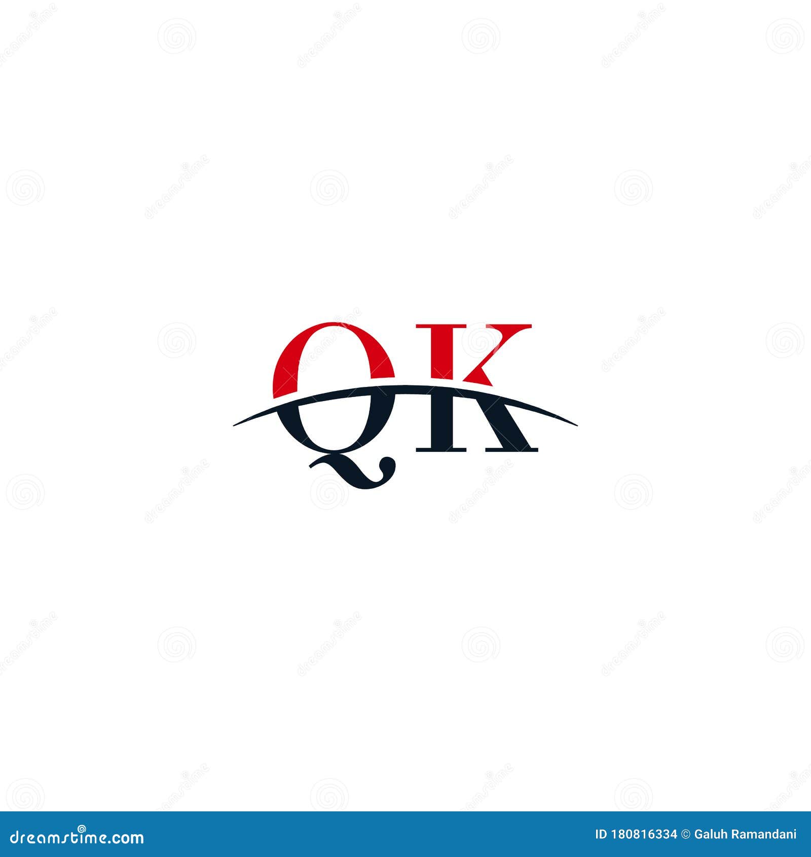 Initial Swoosh Logo Symbol QK Stock Vector - Illustration of ...