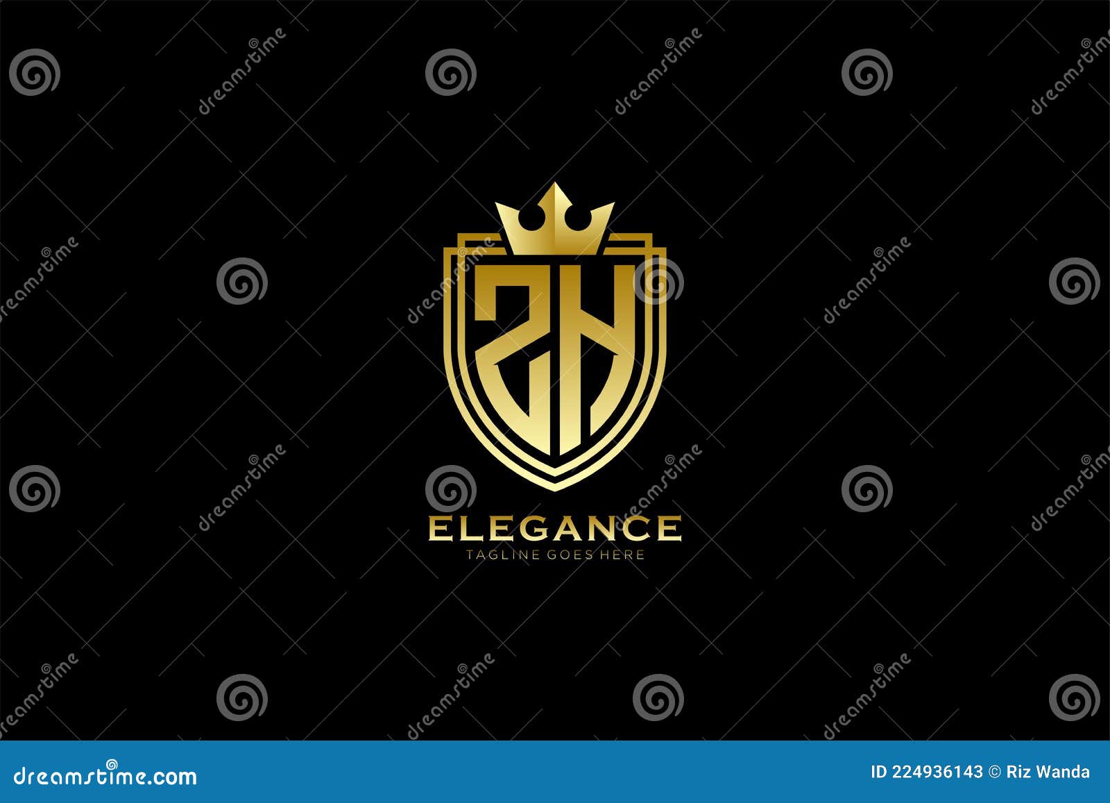 initial zh elegant luxury monogram logo or badge template with scrolls and royal crown - perfect for luxurious branding projects
