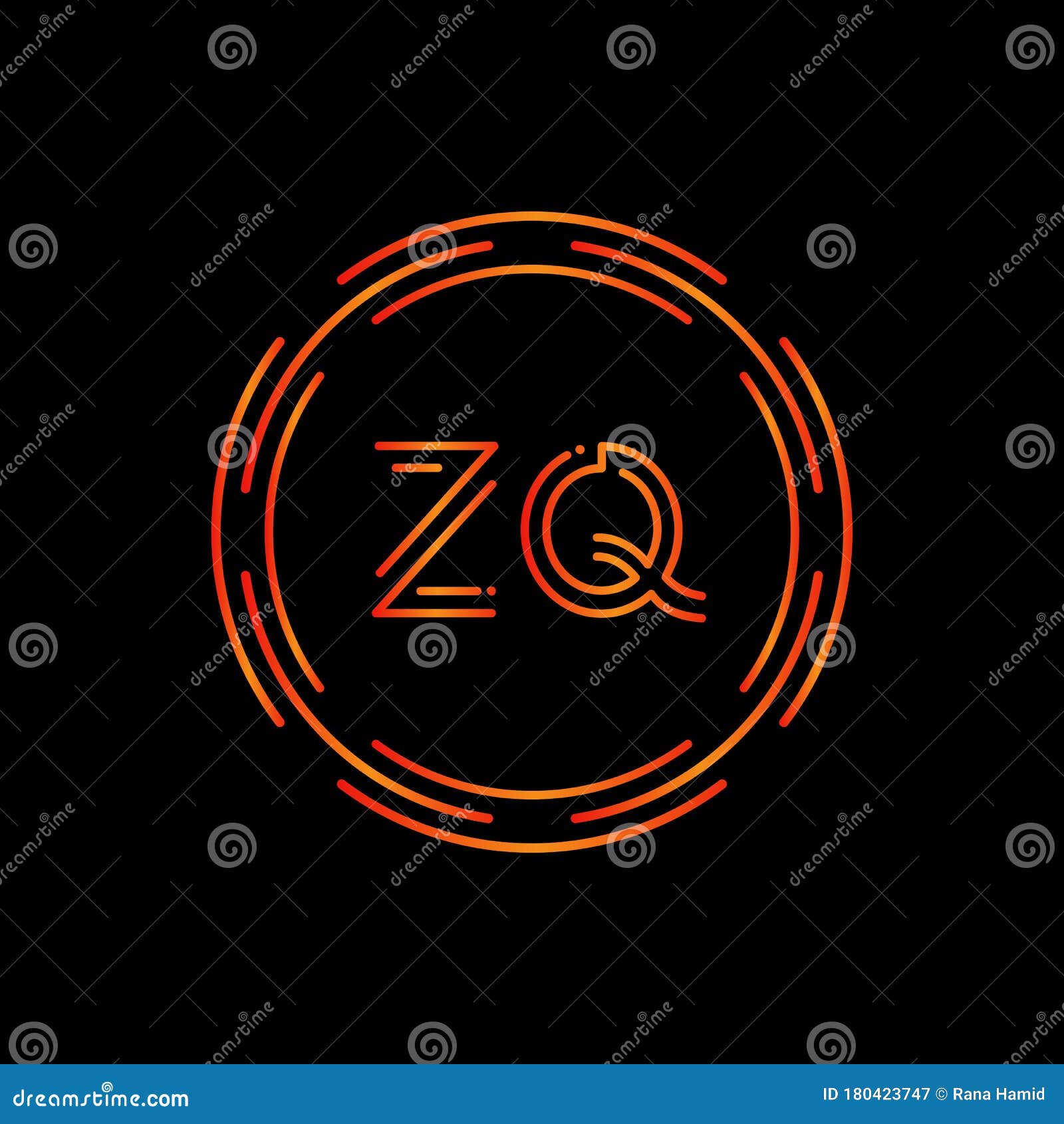 Initial Zq Logo Design Vector Template Digital Circle Letter Zq