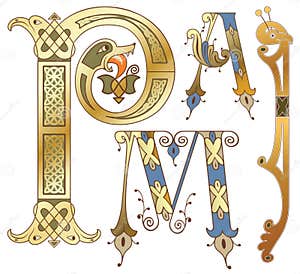 Initialen Vektor Abbildung Illustration Von Mittelalterlich 13203045