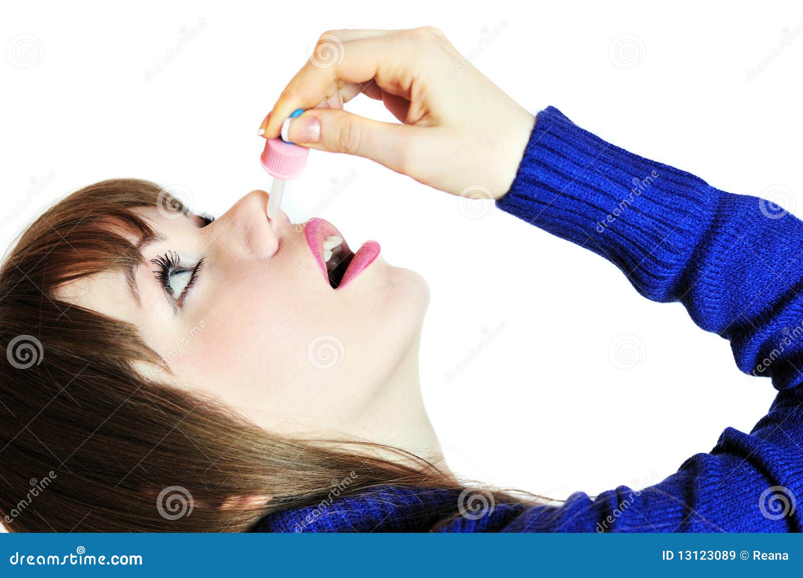 Injecting Drops into the Nose Stock Image Image of pain, medical
