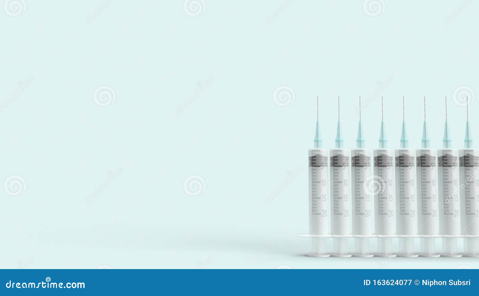 Injection Needle on Blue Pastel Background 3d Rendering for Medical