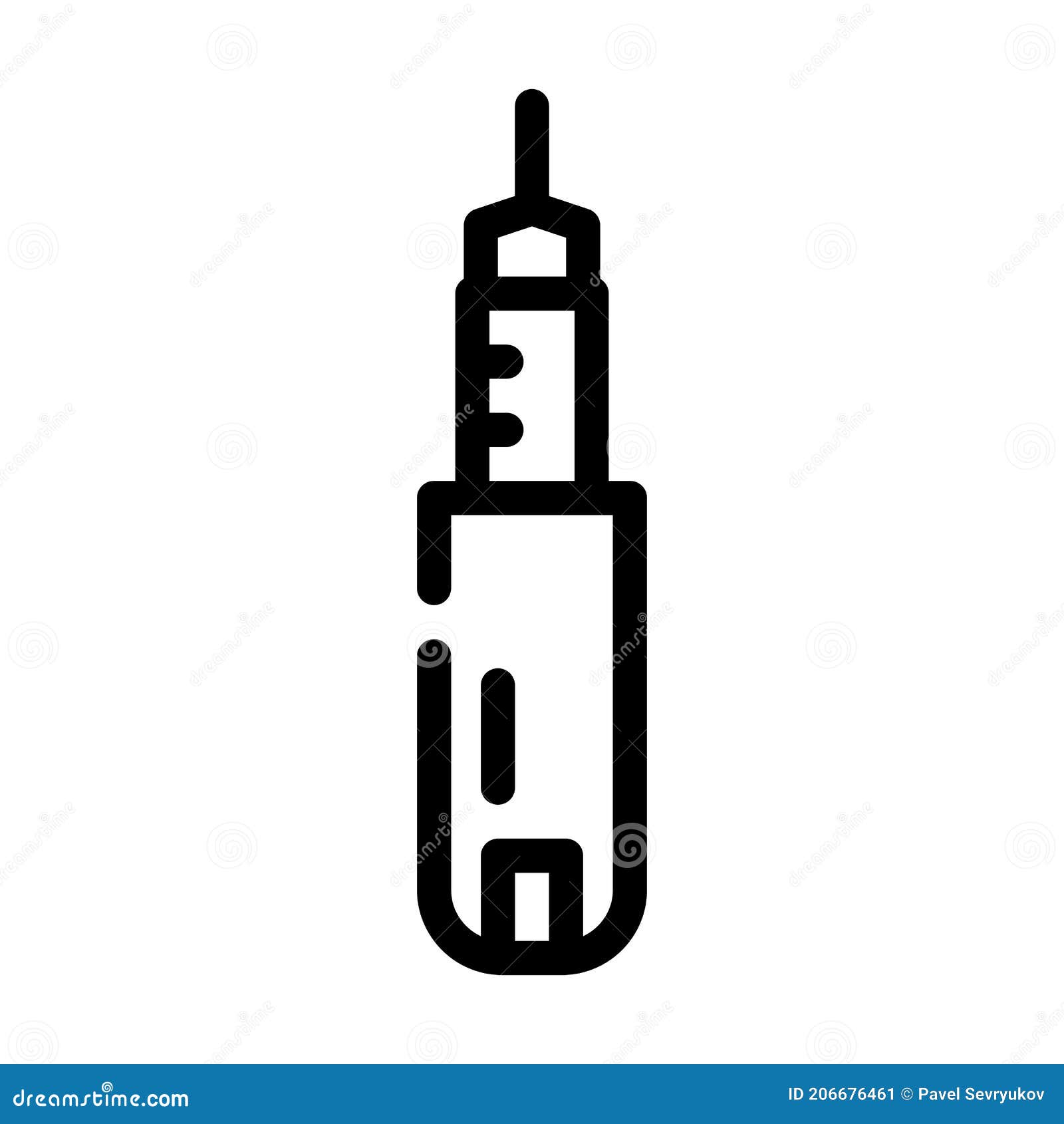Injector Insulin Line Icon Vector Illustration Black Stock Illustration ...