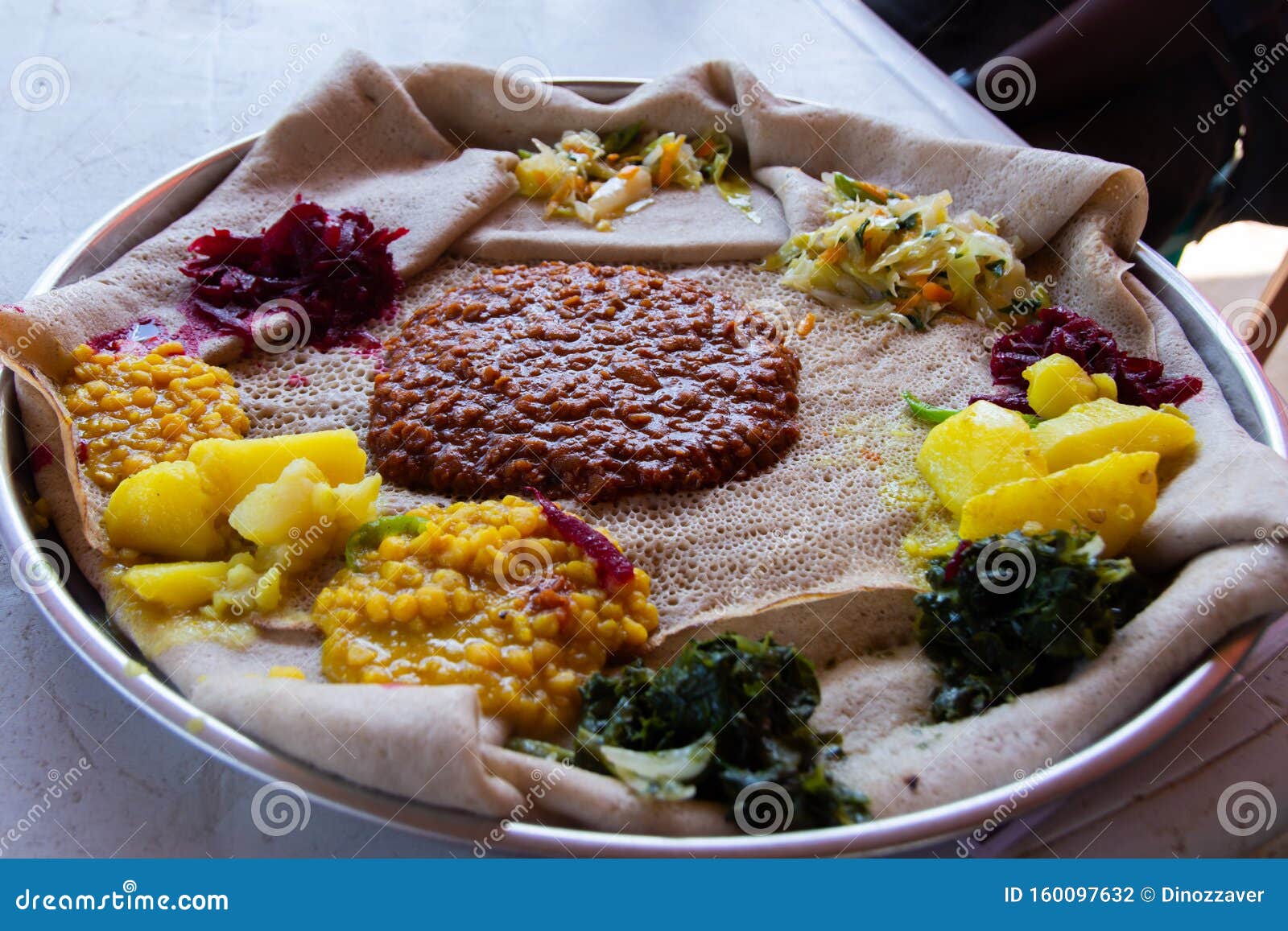 Injera Firfir, Typical Ethiopian Food Stock Photo - Image of bread