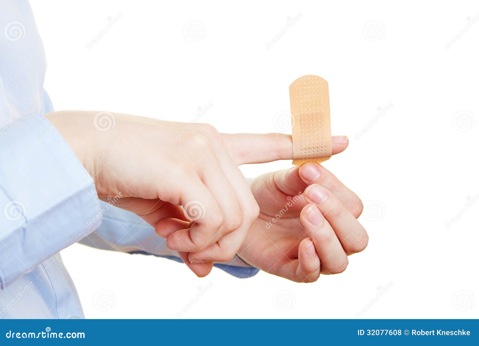 Injured Finger Getting Band-aid Royalty Free Stock Photos - Image: 32077608