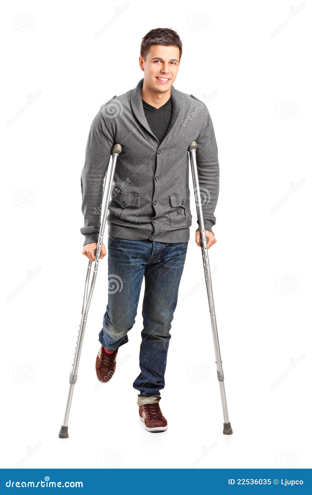 Injured Young Man On Crutches Stock Image Image 22536035
