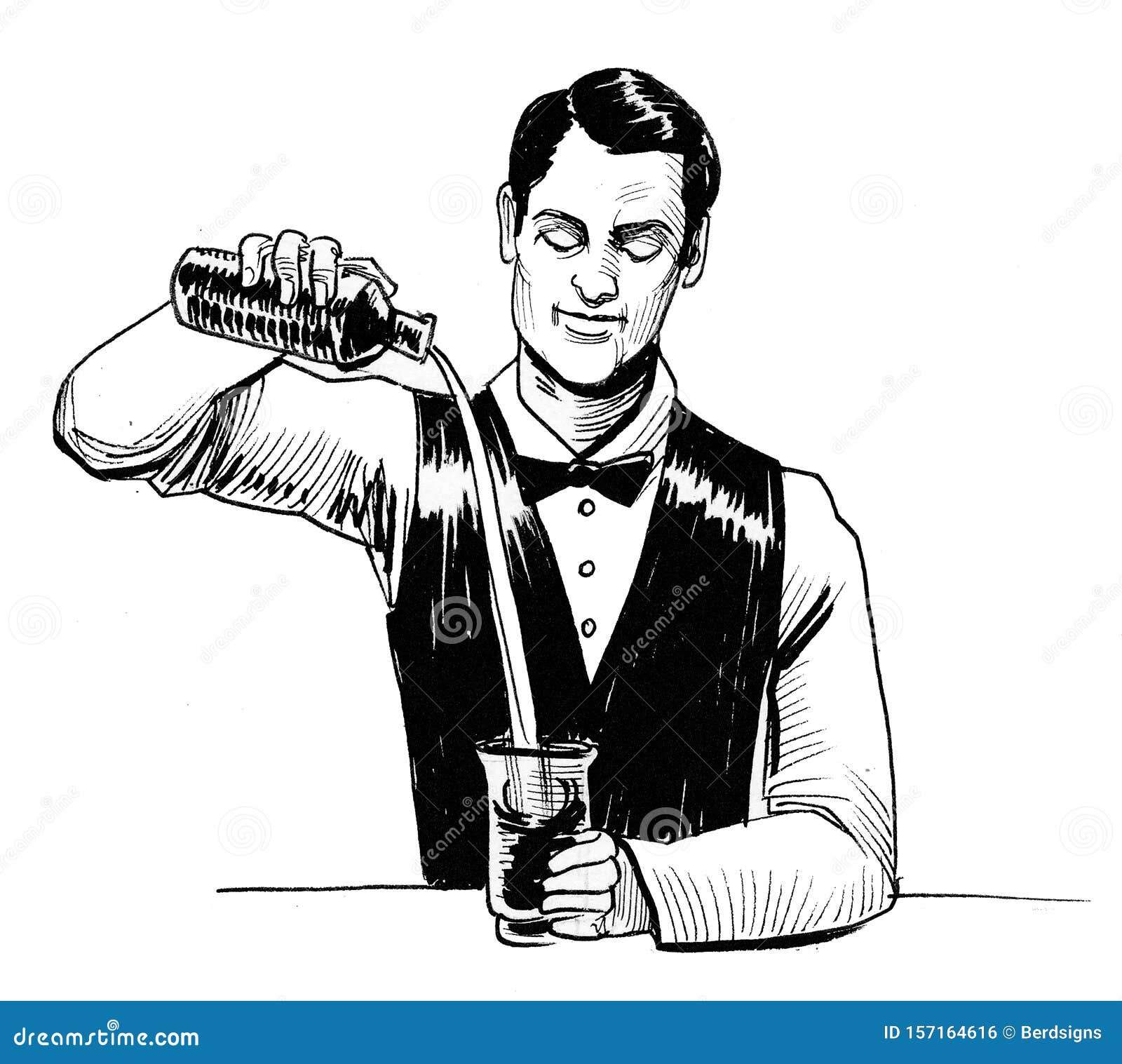 Working bartender stock illustration. Illustration of barman - 157164616