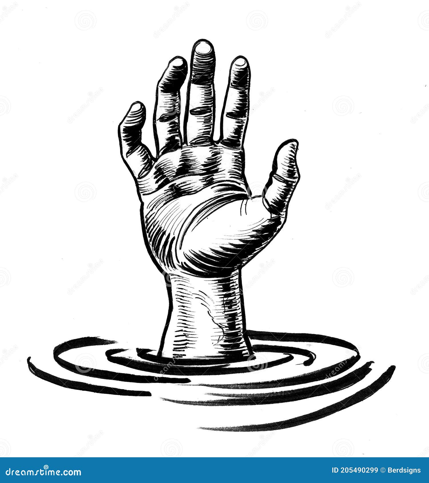 Hand of a drowning man stock illustration. Illustration of lake 205490299