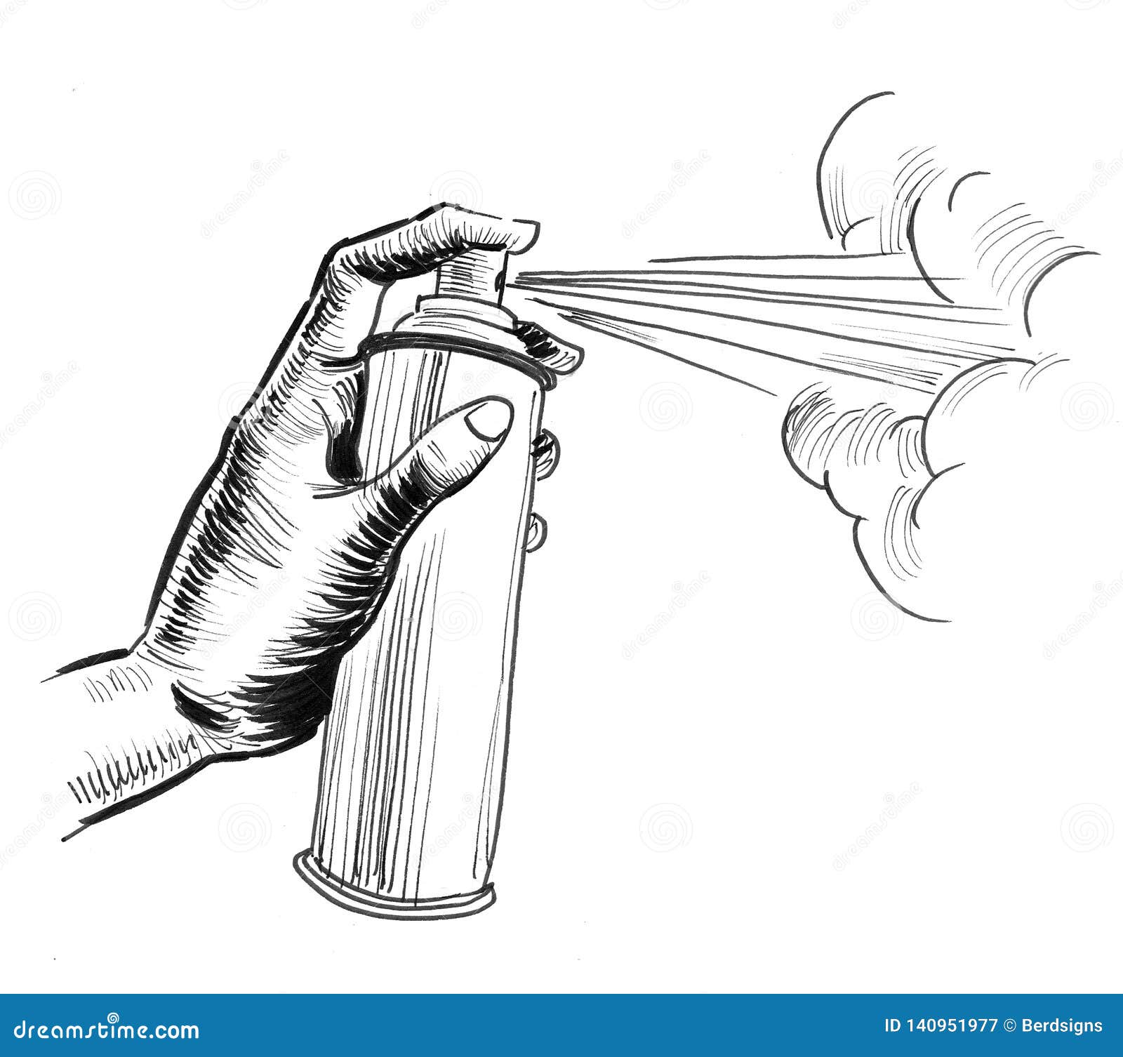 Hand with a spray stock illustration. Illustration of black 140951977