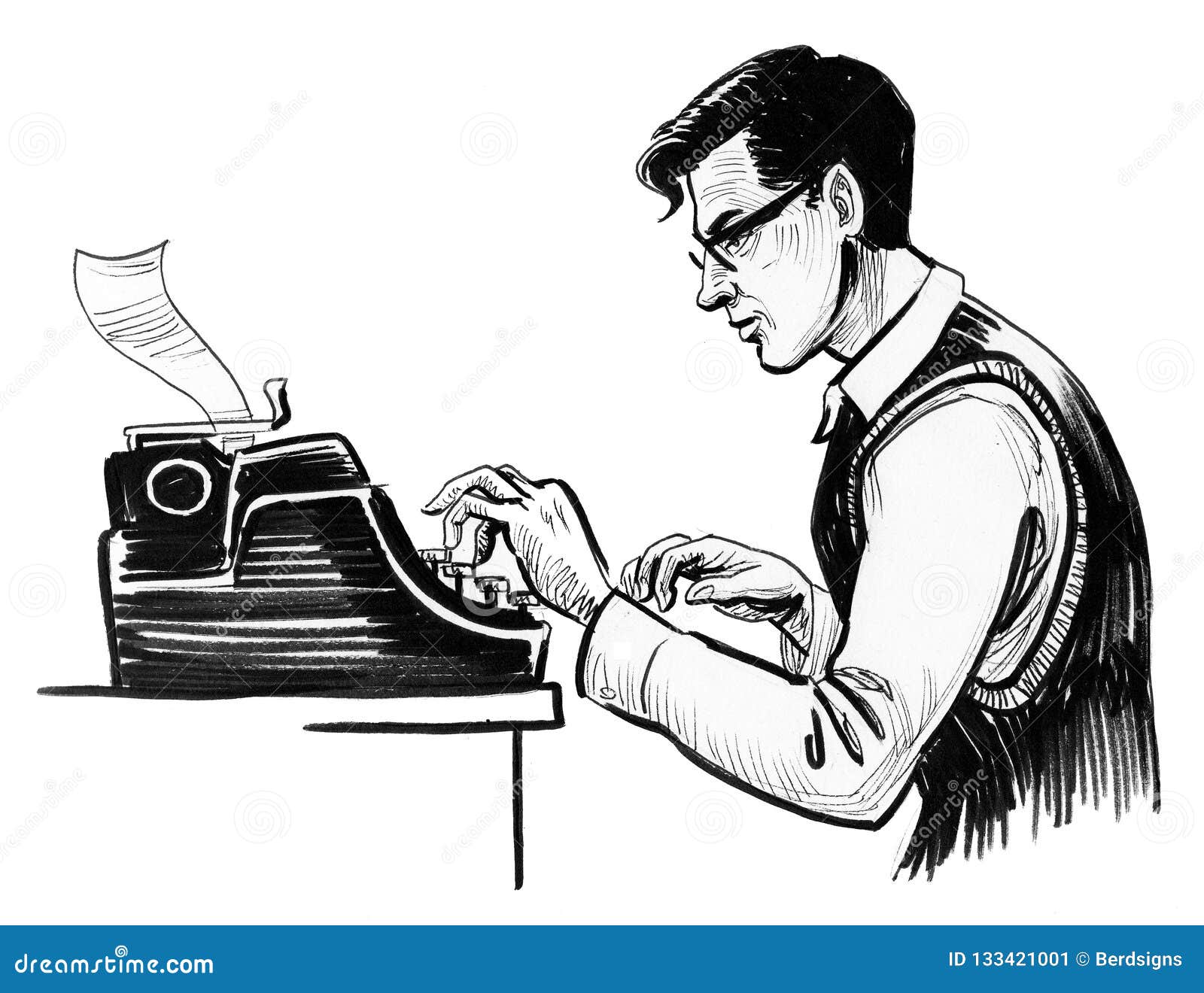 Busy writer stock illustration. Illustration of character - 133421001