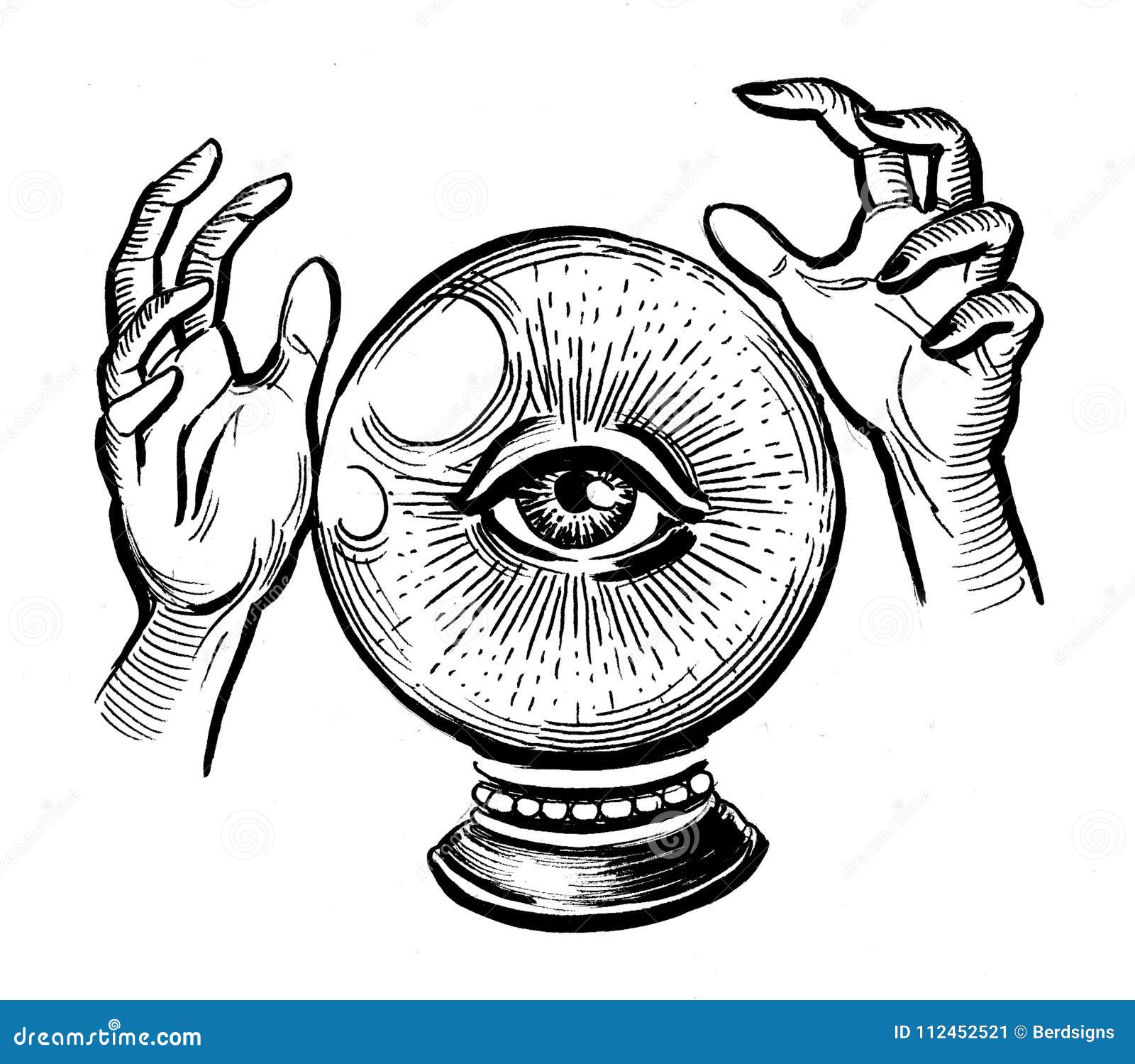 Eye And Crystal Ball Stock Illustration. Illustration Of Drawing - 112452521