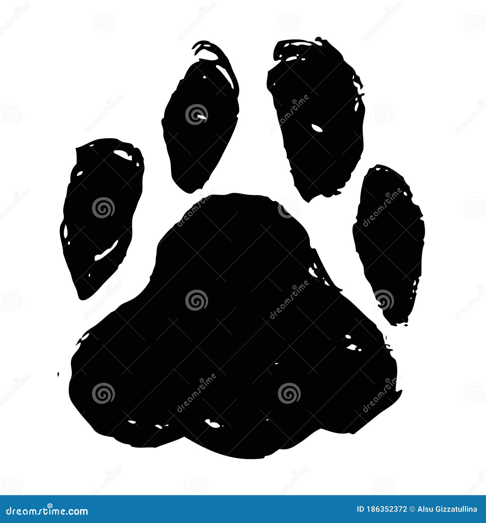 adjektiv edderkop hver gang Ink Dog Paw Illustration, Cat Paw. Print Vector Stock Vector - Illustration  of shape, abstract: 186352372