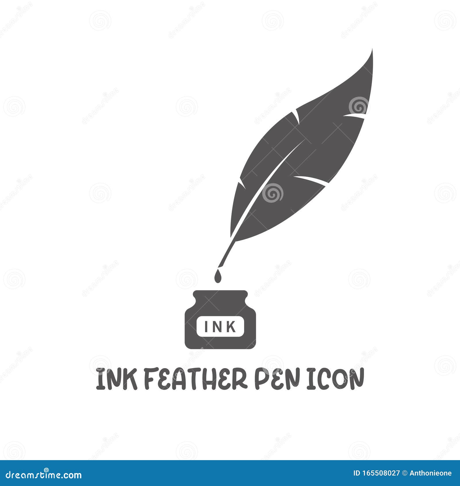 Download Ink Feather Pen Icon Simple Flat Style Vector Illustration ...