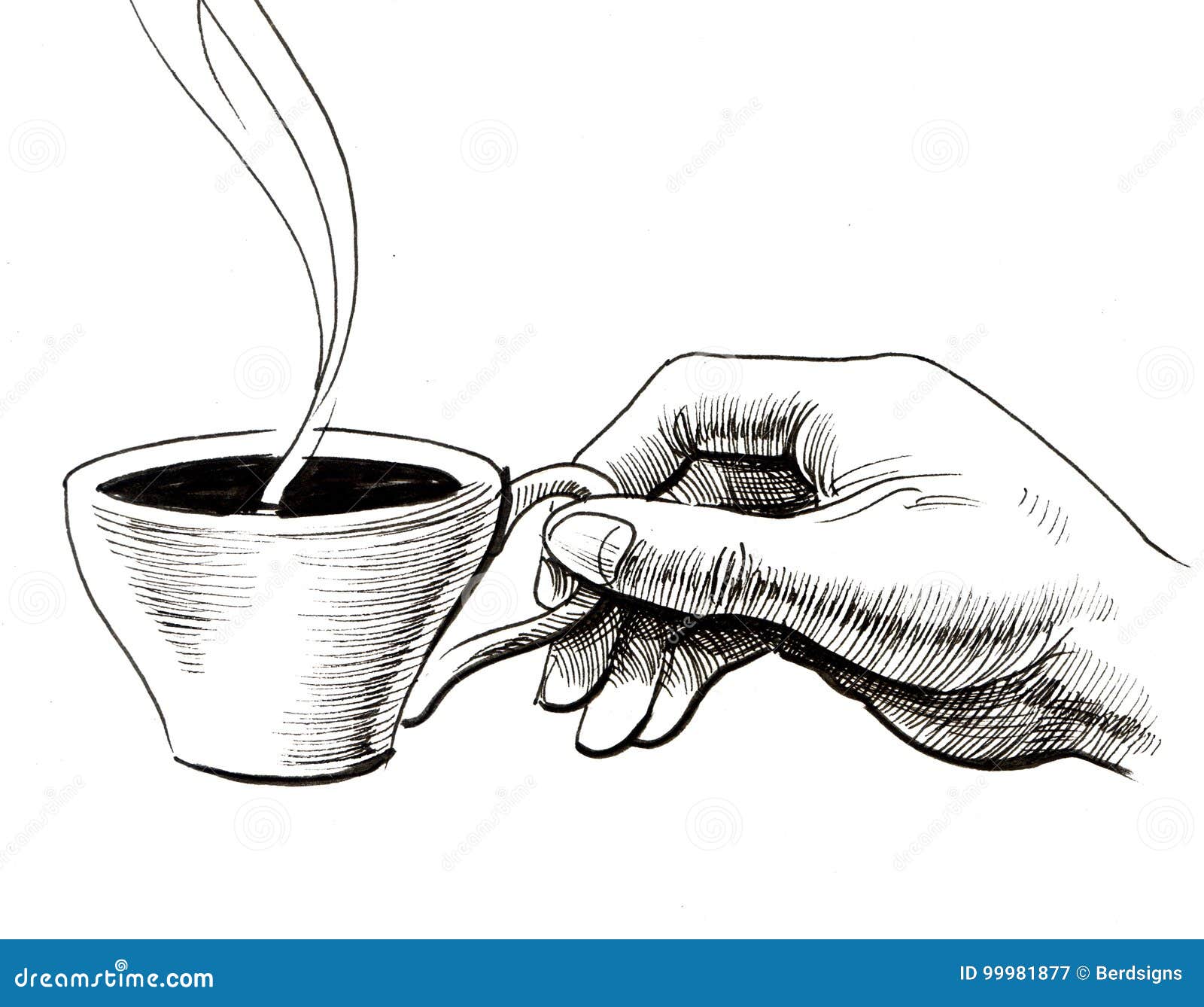 Hand With A Cup Of Tea Stock Illustration Illustration Of Vintage