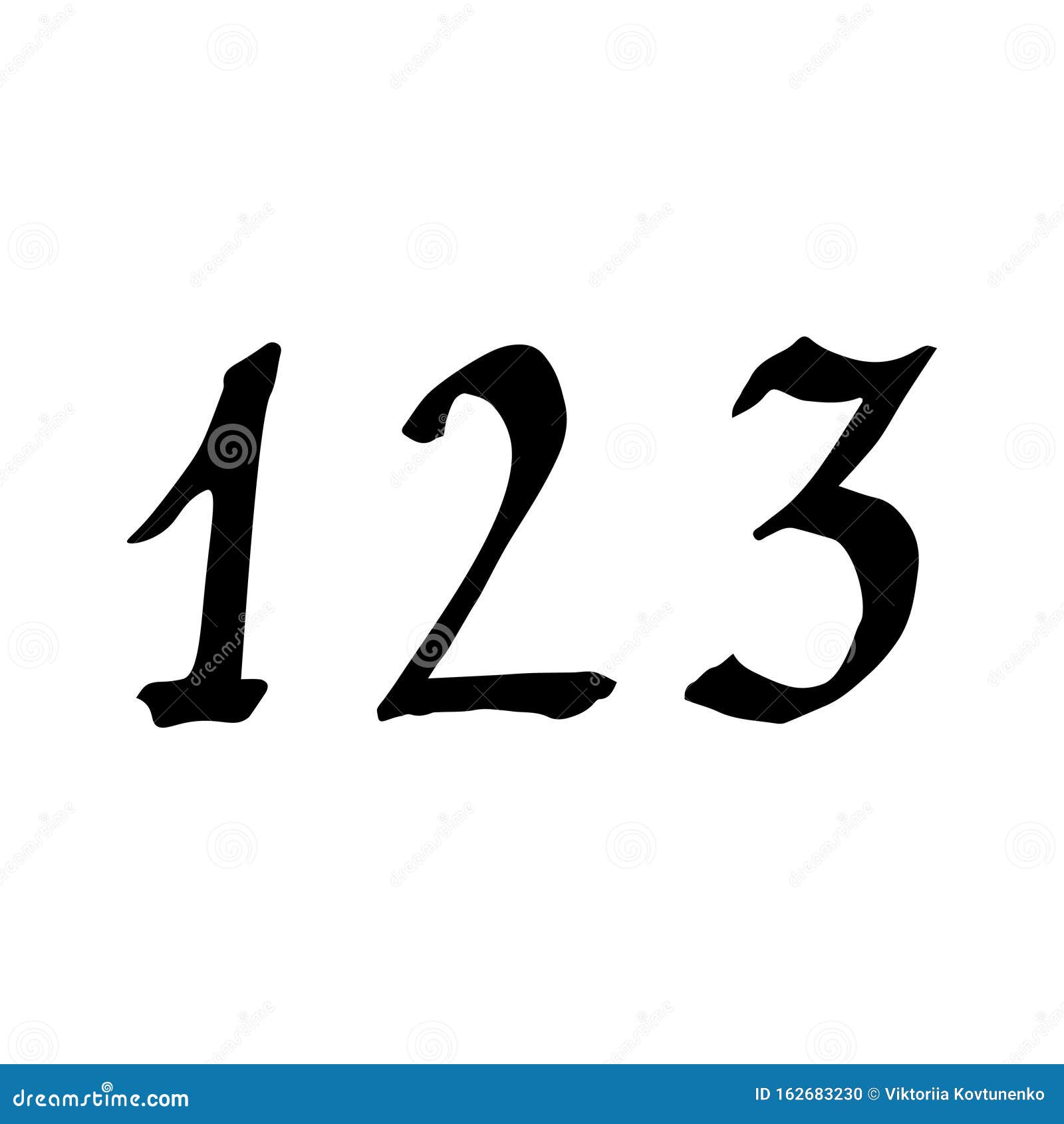 Ink Pen Numbers 123 Text Isolated On White Background Vector