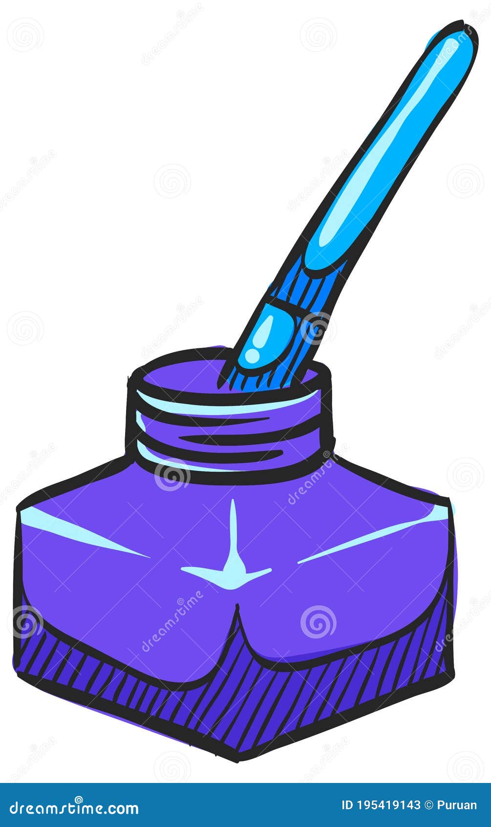 Ink Pot Icon with Brush in Color Drawing Stock Vector - Illustration of  painting, pictogram: 195419143