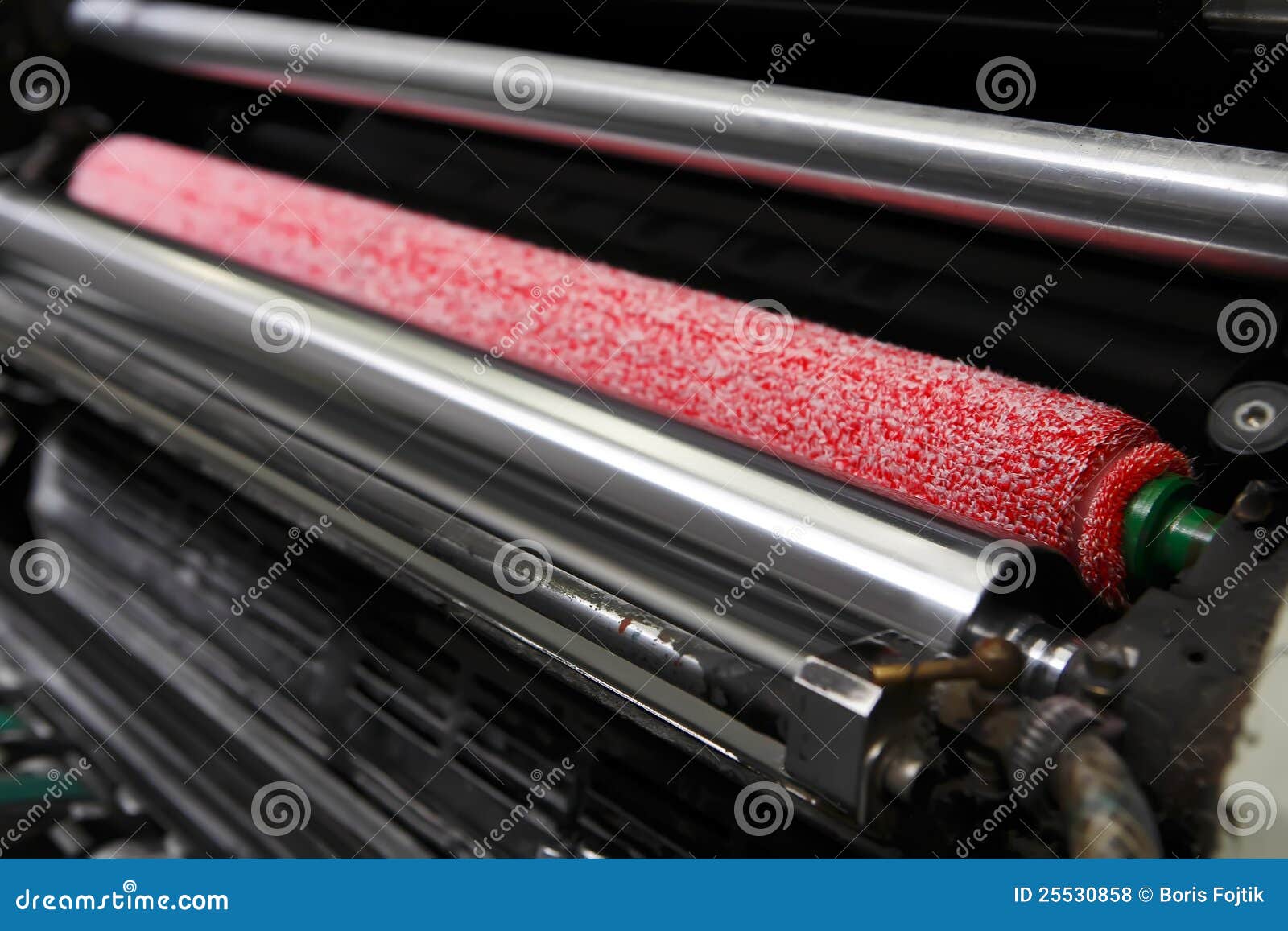 ink rollers on offset printing machine